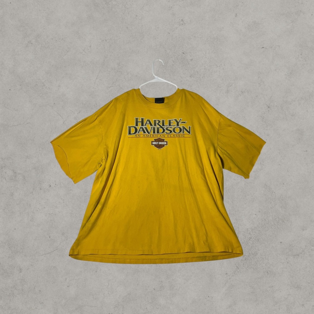 Harley-Davidson An American Classic Graphic T-Shirt Mustard Yellow Mens XL